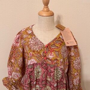 Floral Pink and Yellow Women's Top